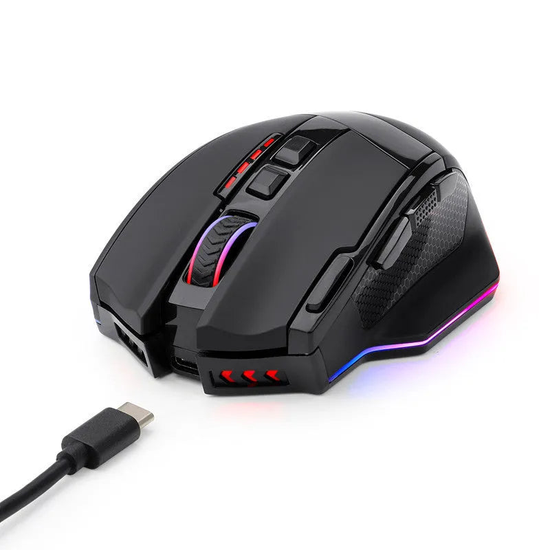Black Redragon M801P dual mode gaming mouse with nine buttons and ergonomic design