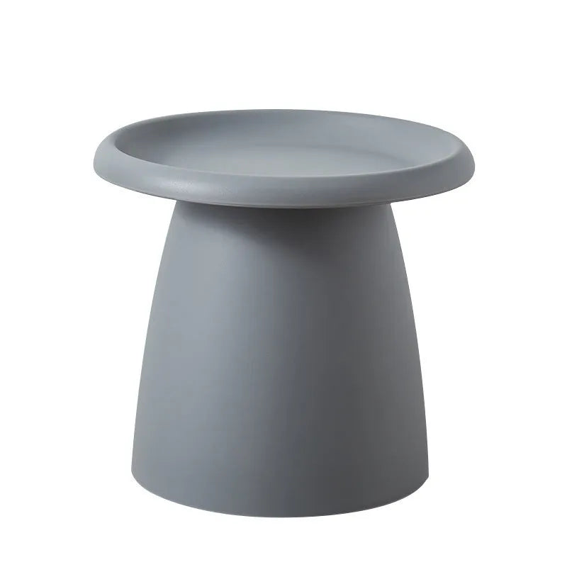 Mushroom-shaped small coffee table in gray, plastic, modern simple style for balcony or living room