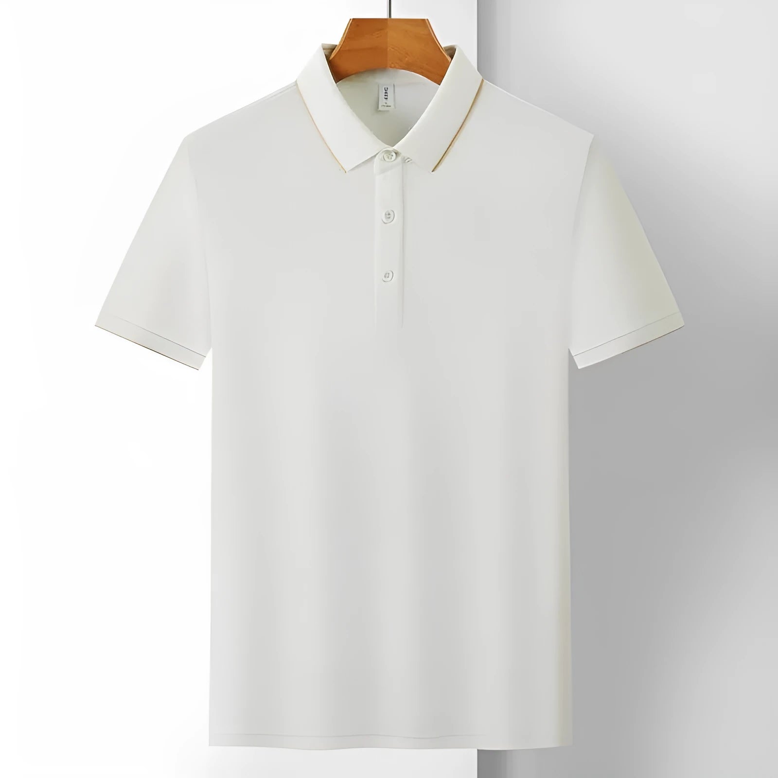 Men's loose fit solid colour cotton pullover shirt with short sleeves for summer workwear.
