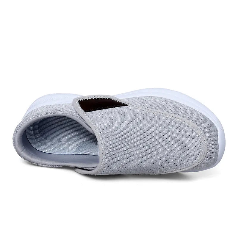 Women's casual flat sole canvas sneakers with hollow-out design, Velcro closure, available in beige