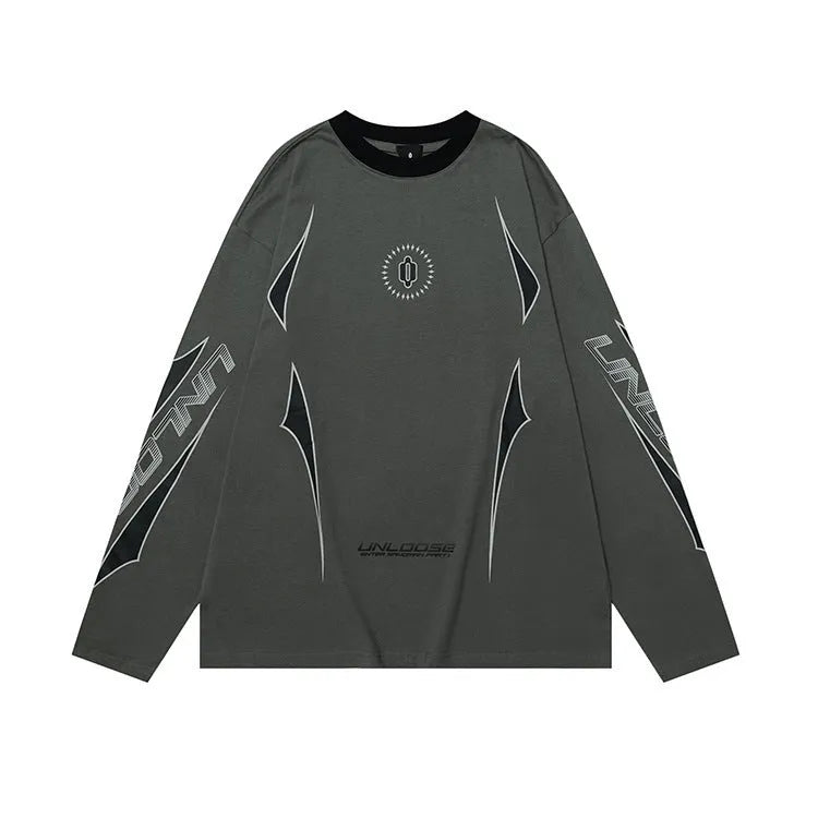 Men's grey drop shoulder cotton pullover sweatshirt with loose fit and long sleeves