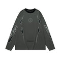 Men's grey drop shoulder cotton pullover sweatshirt with loose fit and long sleeves