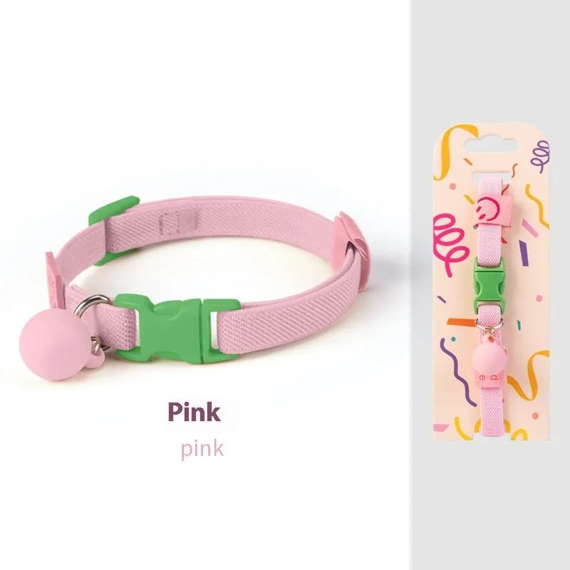 A high elasticity polyester dog collar for small dogs shown in various solid colours on a white background.