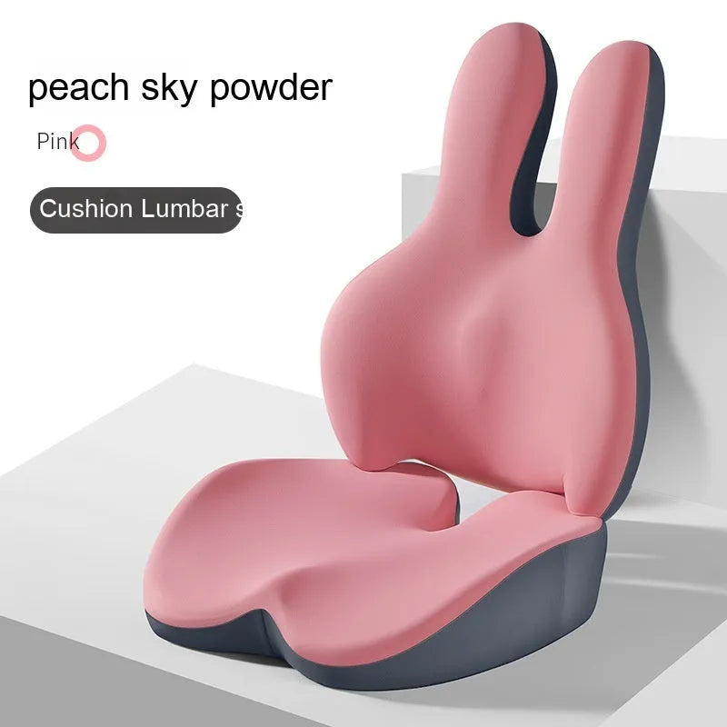Car seat cushion and lumbar support pad set in a choice of five colours on a car seat.