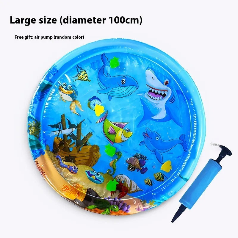PVC inflatable pet cooling water cushion with aquatic designs for dogs and cats