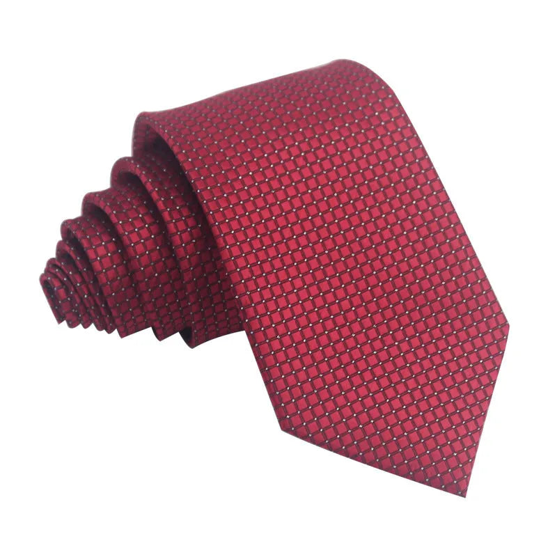 8cm wide polyester jacquard striped men's business tie shown in multiple colour variations
