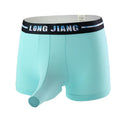 Men's solid colour ice silk boxer shorts in a mid-waist design on a white background.