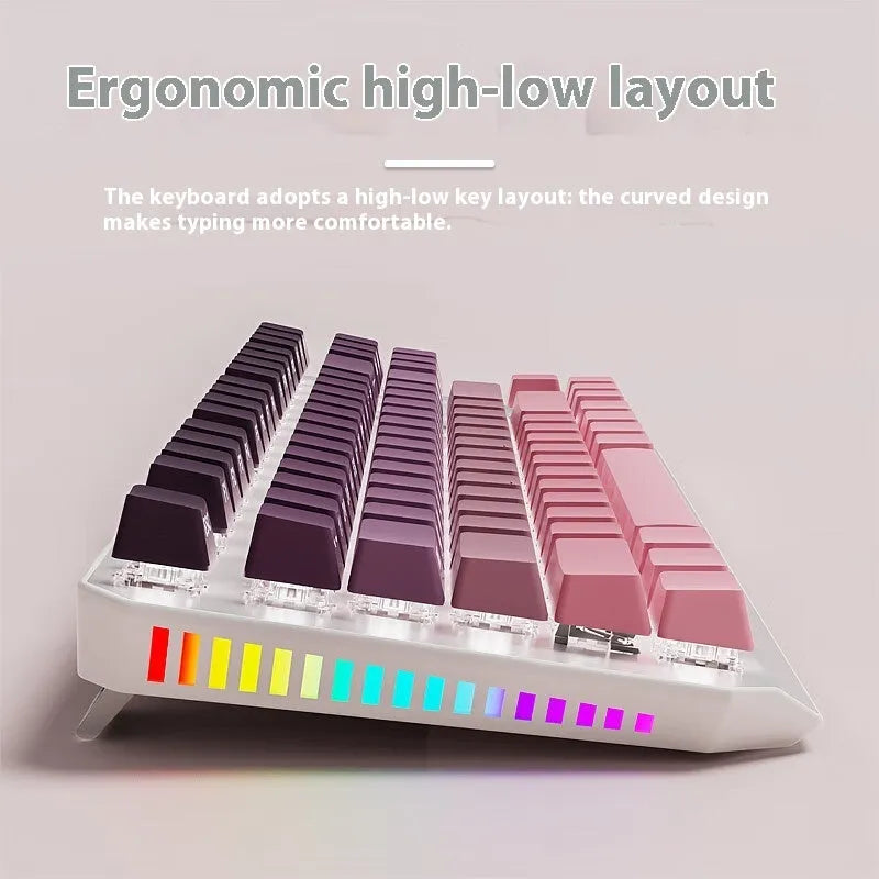 Wired 87-key mechanical keyboard with side engraving in silver white, black and star purple colour options