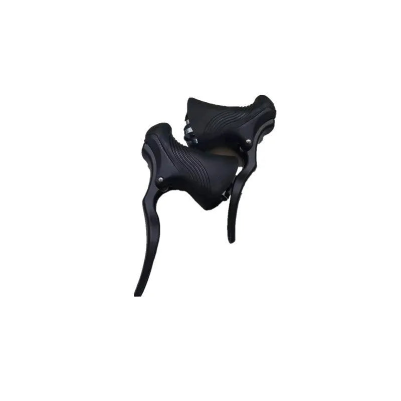 Pair of aluminium alloy road bicycle brake handles in black and black-silver colours