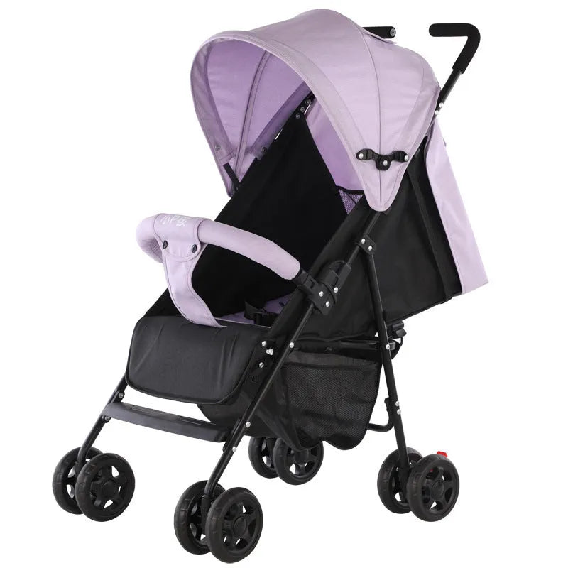 Lightweight wide and long baby stroller with sunshade in fashion grey colour