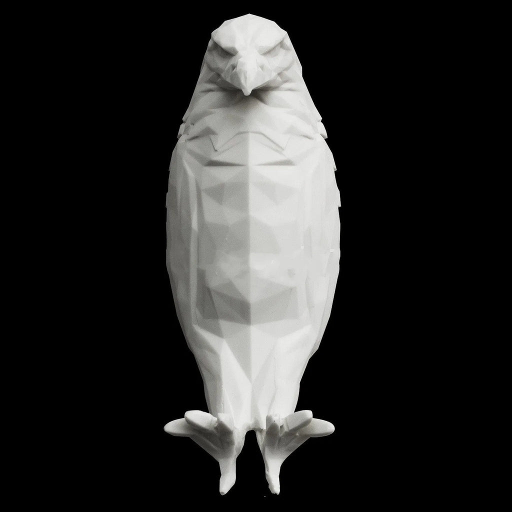 Eagle-shaped 3D printed resin wall lamp projecting a silhouette shadow on a wall.