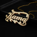 Customised double-layer wave heart necklace in gold or silver stainless steel with adjustable chain.