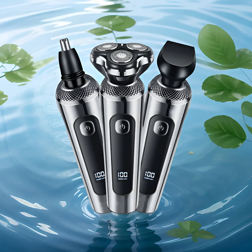 Digital USB rechargeable beard trimmer with LED display and washable floating cutter head