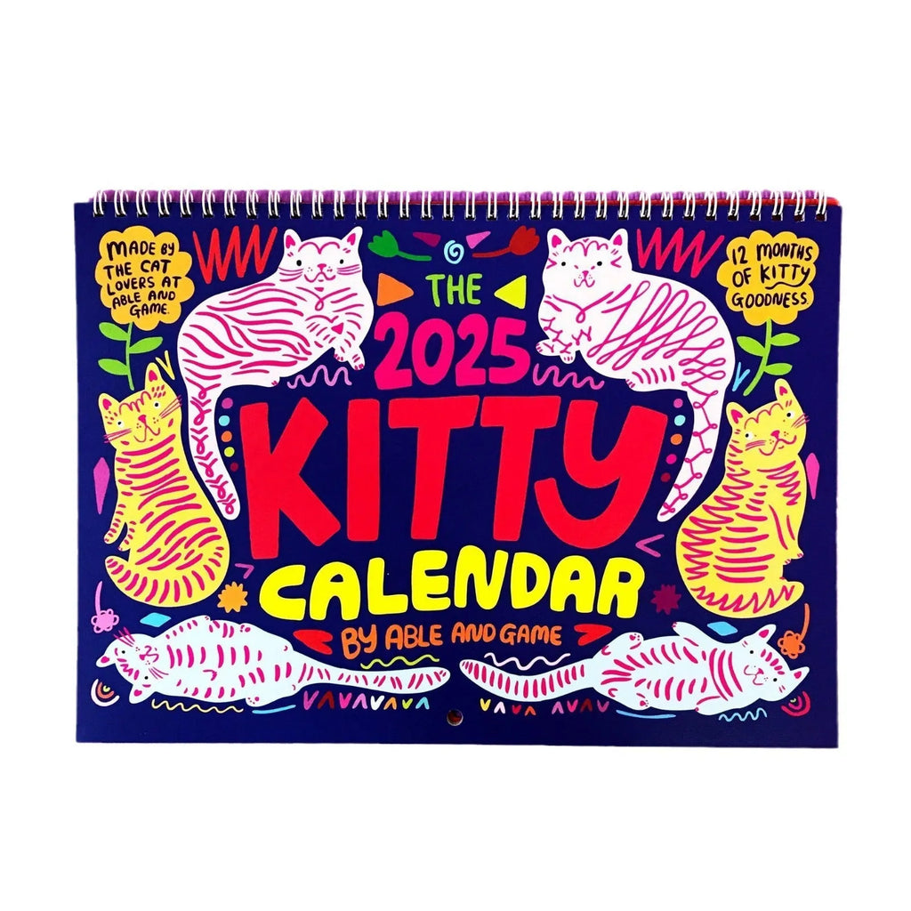 Cat themed wall calendar with monthly tear-off pages for 2024 or 2025.