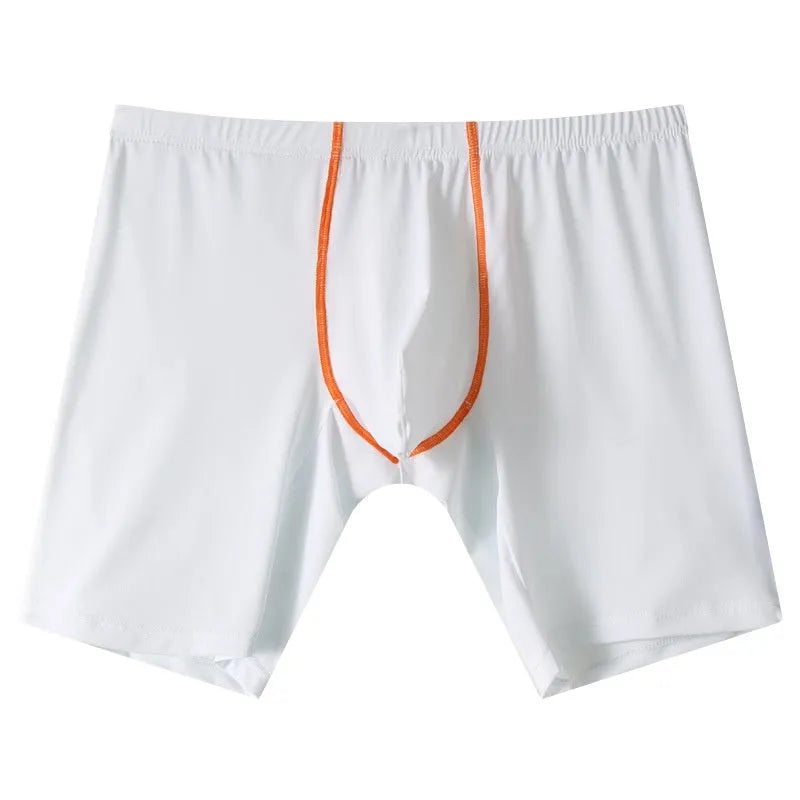 Men's mid-waist ice silk boxers with U-convex design in quick-drying nylon fabric