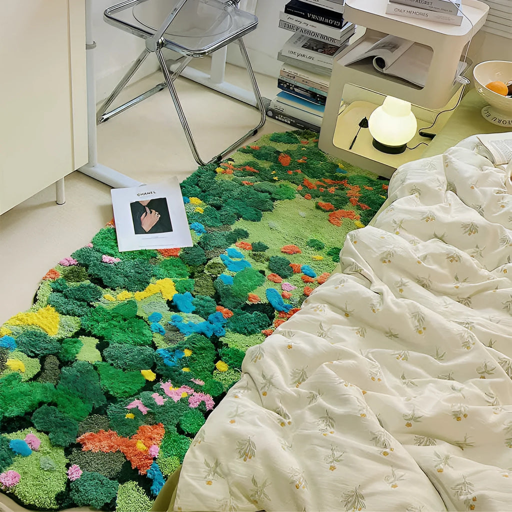Machine woven polyester floor mat circle pattern for bedroom living room children's room multiple sizes
