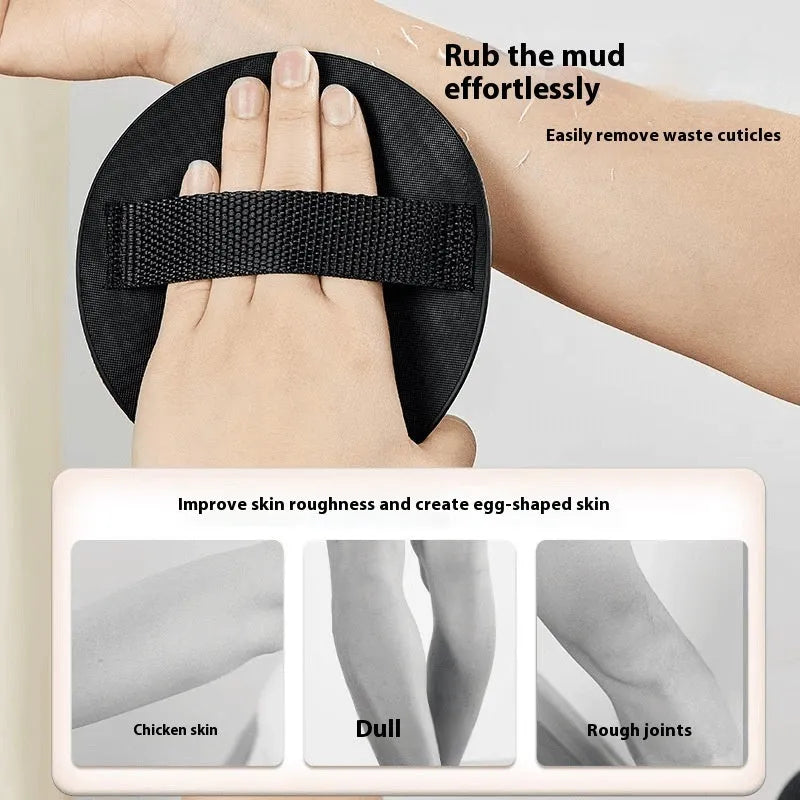 Rubber finger-style bath gadget for women in round cake colour with lace design