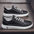 Men's casual summer shoes in white with round toe and flat low-heel sole