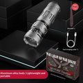 Mini student super bright long-range portable aluminium alloy flashlight black colour outdoor home use