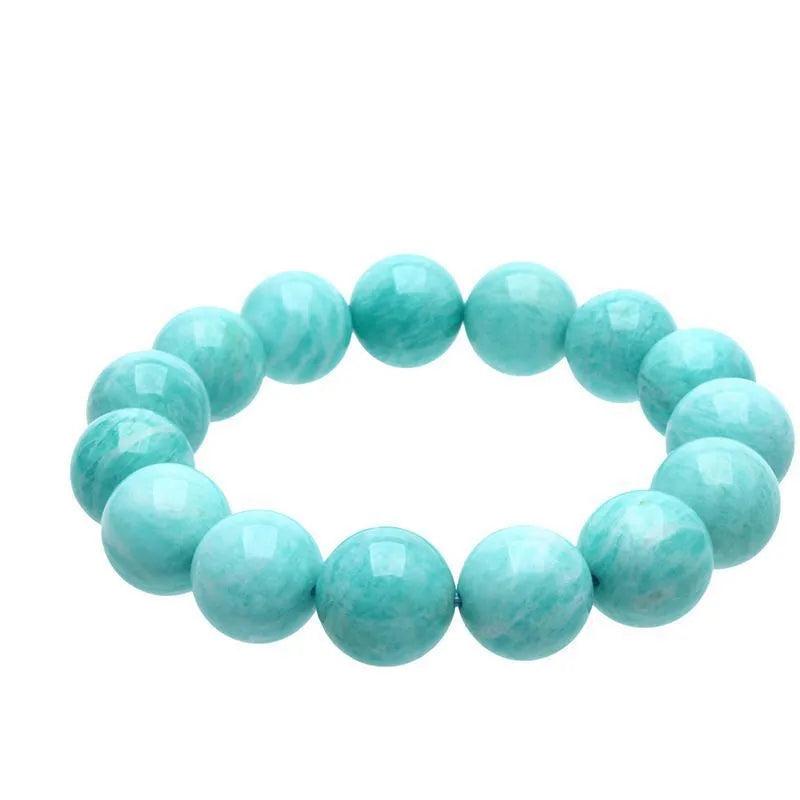 Natural blue-green Amazonite gemstone bracelet with adjustable closure for men and women.
