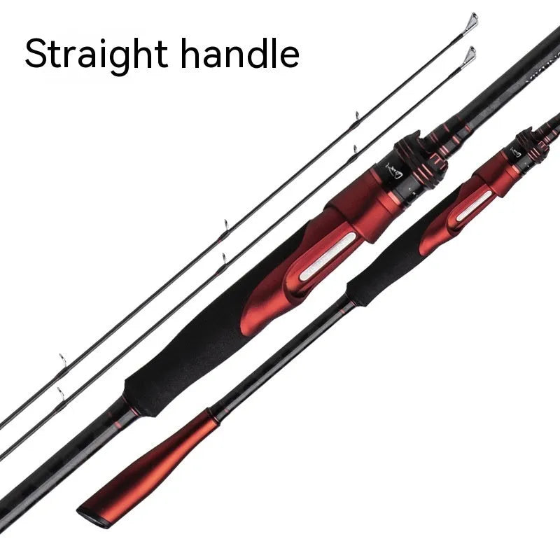 Carbon ultralight fishing rod showing straight handle and pikestaff style options in 2.1 and 2.4 metre lengths