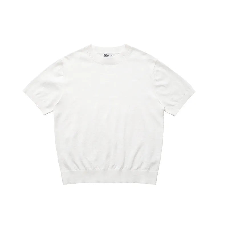 Fanio solid-colour short-sleeved T-shirt with French Australian Velvet fabric on the shoulders.