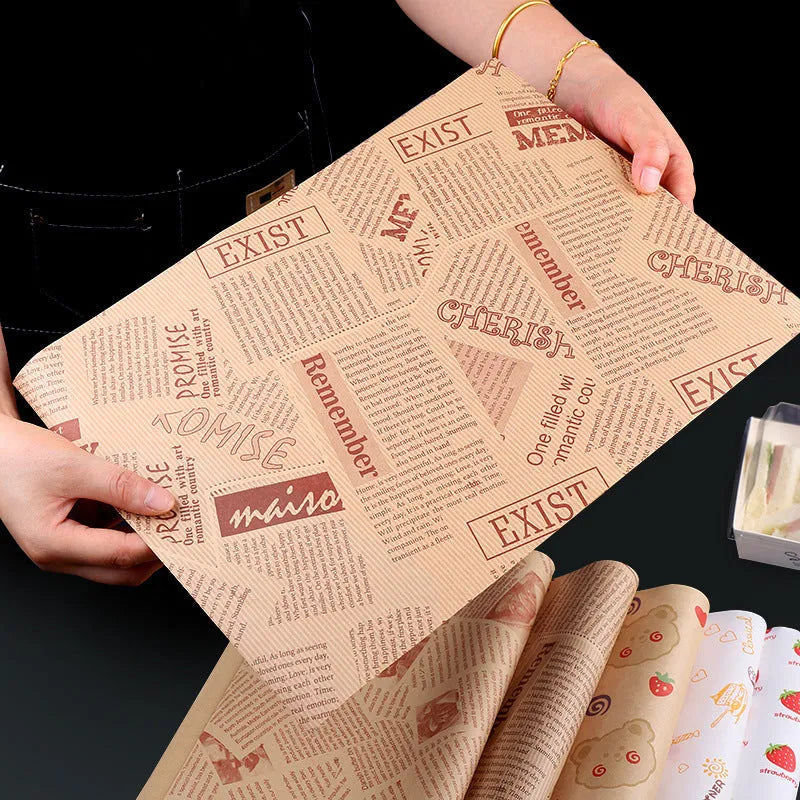 Pack of microwaveable oil-absorbing kraft baking paper sheets 28x38cm with food grade coating