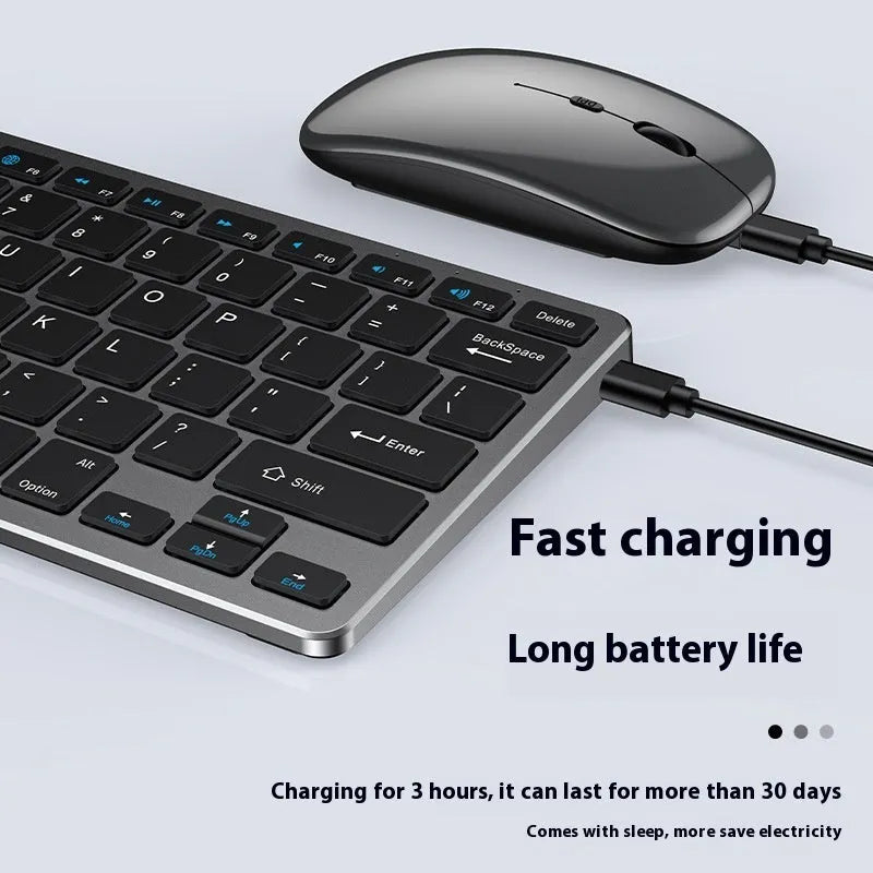 Ultra-thin wireless keyboard and mouse set in black, gunmetal grey, or silver with USB receiver and protective cover