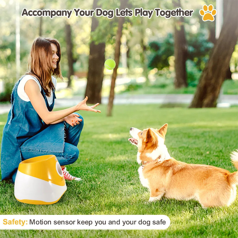 Automatic pet ball launcher in green for outdoor fetch play with adjustable distance