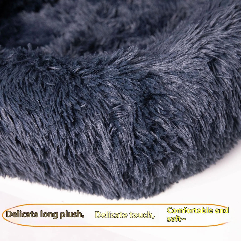 Winter thicken thermal vehicle-mounted pet mat in beige, placed on car seat, size 70x60x50cm