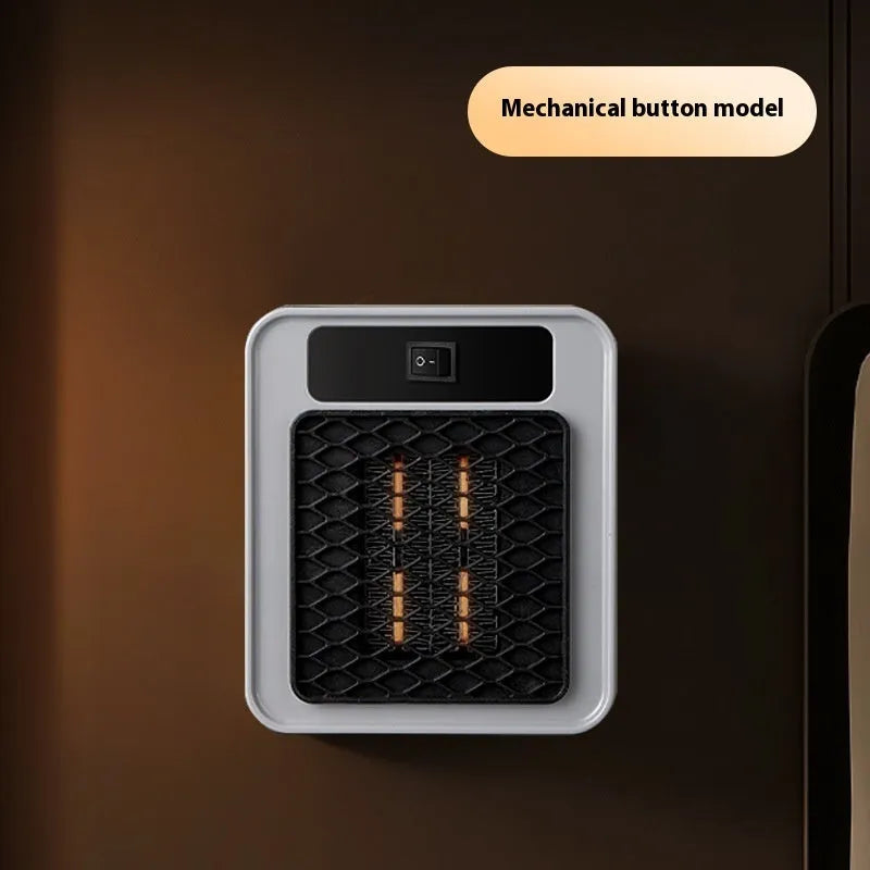 Mini square heater plug wall socket PTC 400W white colour mechanical model front view