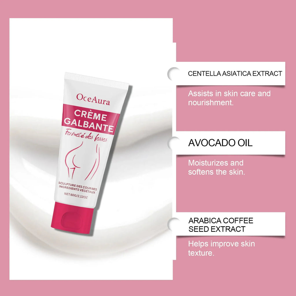 60g hip neck cream jar with moisturising formula containing Centella Asiatica and Coffee Seed extracts