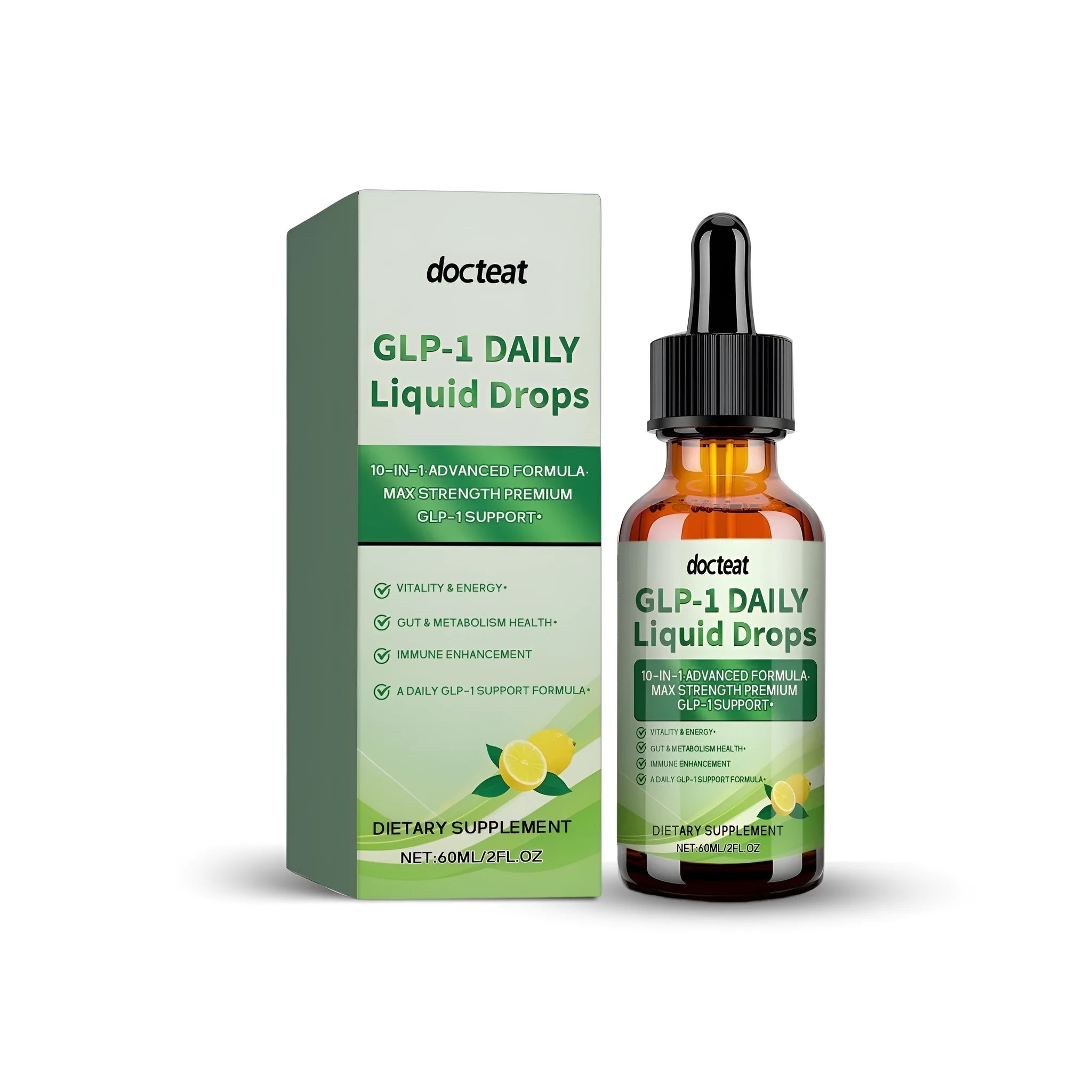 60ml bottle of GLP-1 daily liquid dietary supplement with dropper.