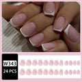 White fake nails with a black and white plaid pattern, 24 pieces in a box.
