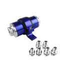 Aluminium high flow magnetized petrol filter bracket in six colour options.