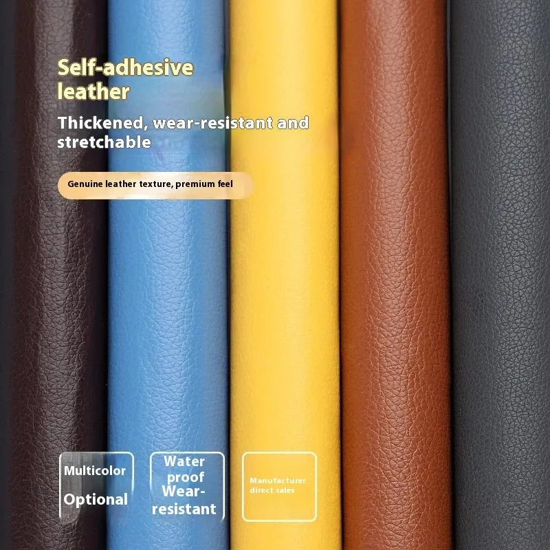 Self-adhesive leather repair patch in multiple colours, 0.5mm thick, for sofa or car seat