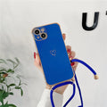 Electroplating hollow love TPU phone case with grey lanyard for iPhone 12