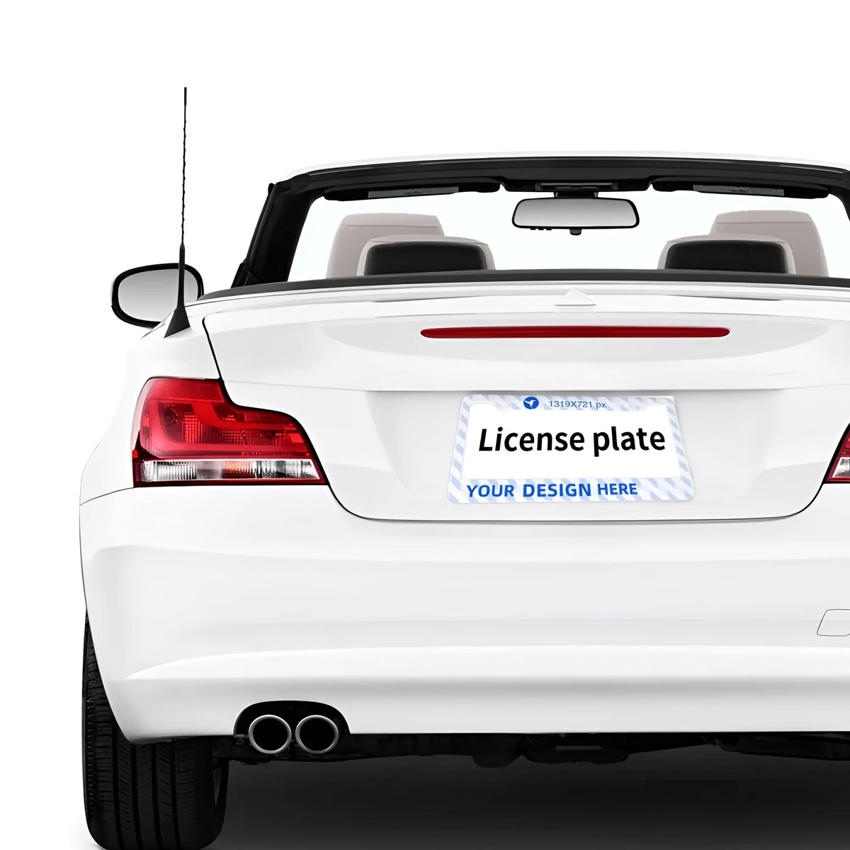 Pair of round hole aluminium licence plate holders with custom eagle design for front and rear car registration plates