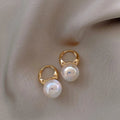 Mermaid pearl earrings for women in 14K gold plated copper U-shape clip-on style white colour