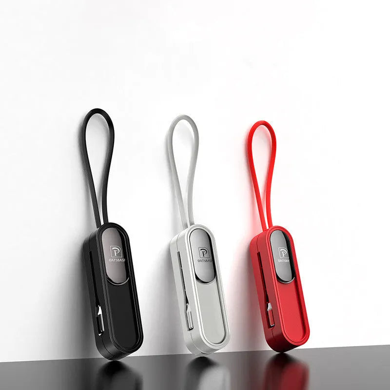 Magnetic three-in-one data cable 0.4m in black with USB connector and three tips