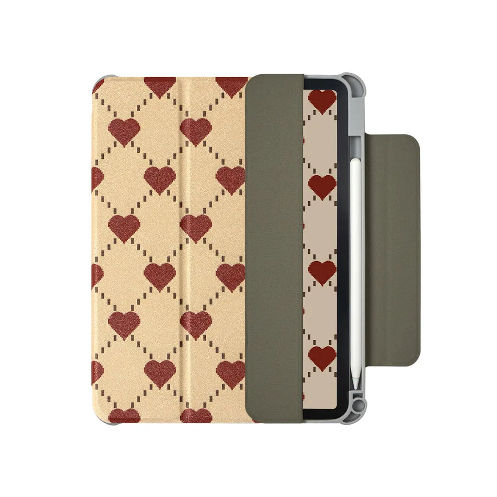 iPad Air magnetic protective case with double-sided clip attachment on polyurethane shell