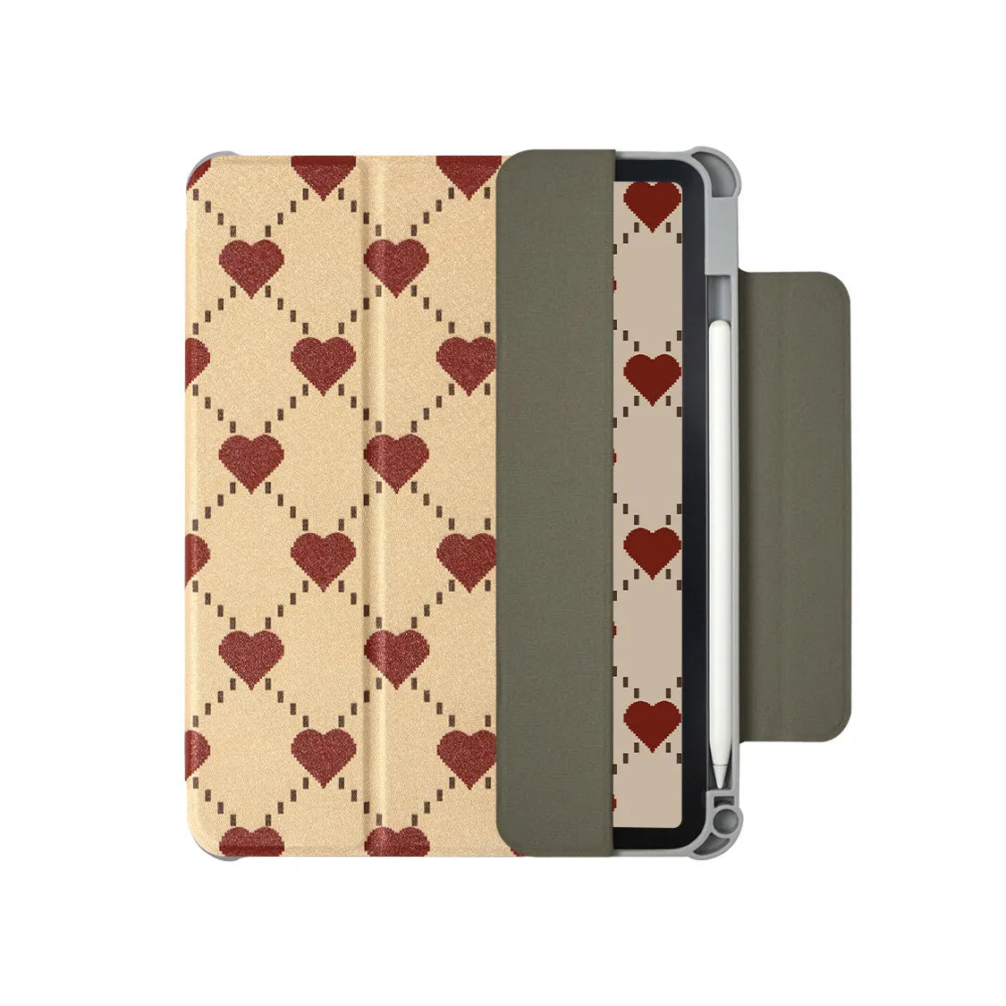 iPad Air magnetic protective case with double-sided clip attachment on polyurethane shell