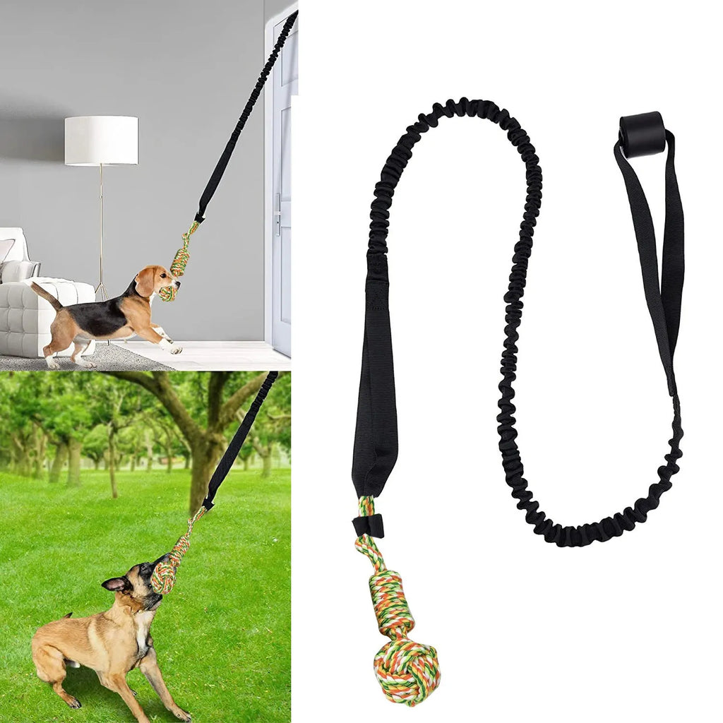 Twisted cotton rope dog toy in black, grey, or red colours for tug of war and chewing