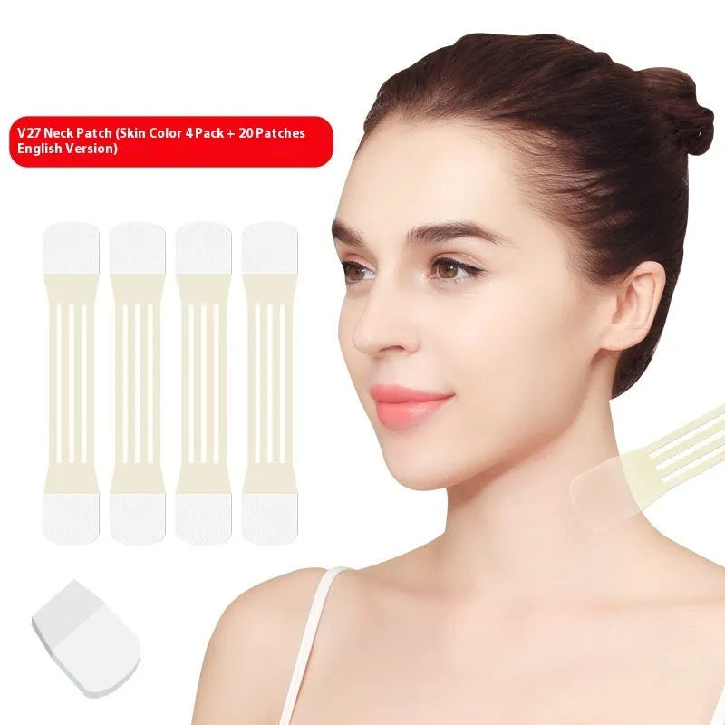 Skin colour neck pattern sling tape with 20 patches in 4-pack set for invisible neckline support
