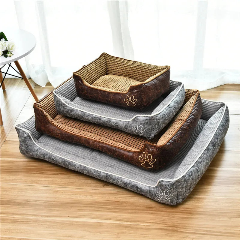 Four Seasons Universal removable flannel dog bed in grey, size M 50x40x20cm