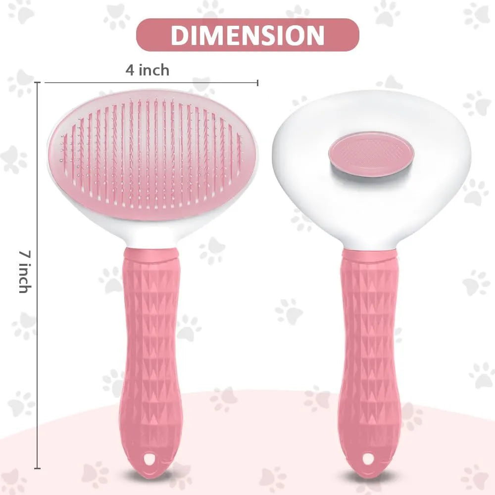 Cat grooming brush with release button in blue, grey and pink colour options