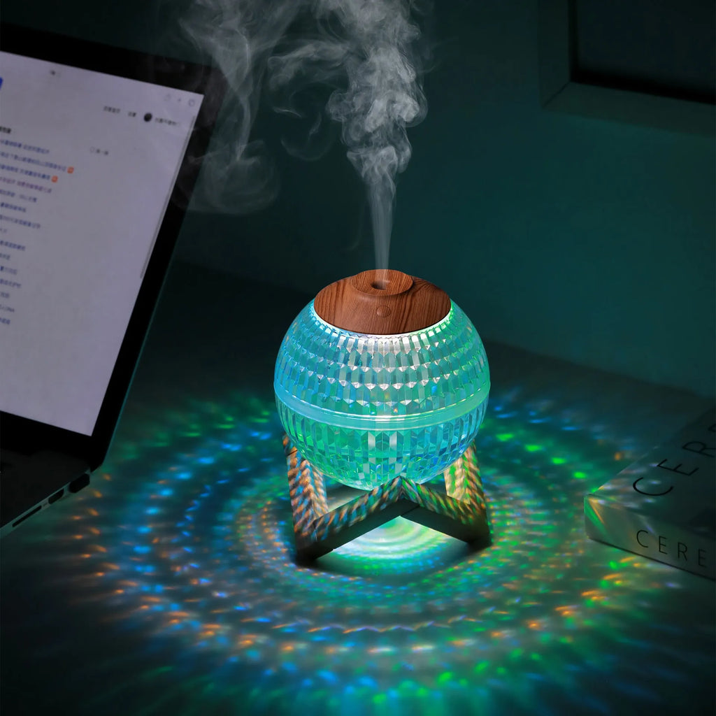 Crystal ball humidifier, round desktop model with USB cable, atmosphere sea light, 116mm size