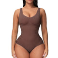 Seamless nylon bodysuit corset for women in apricot colour on size chart