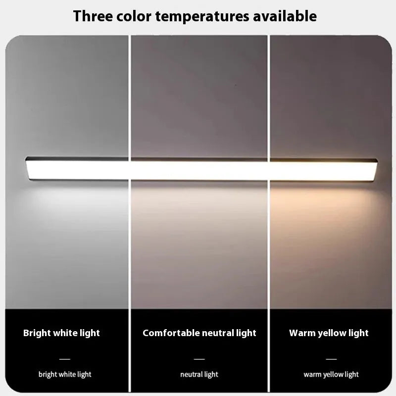 Modern LED strip wall lamp black aluminium housing PC shade 48cm length