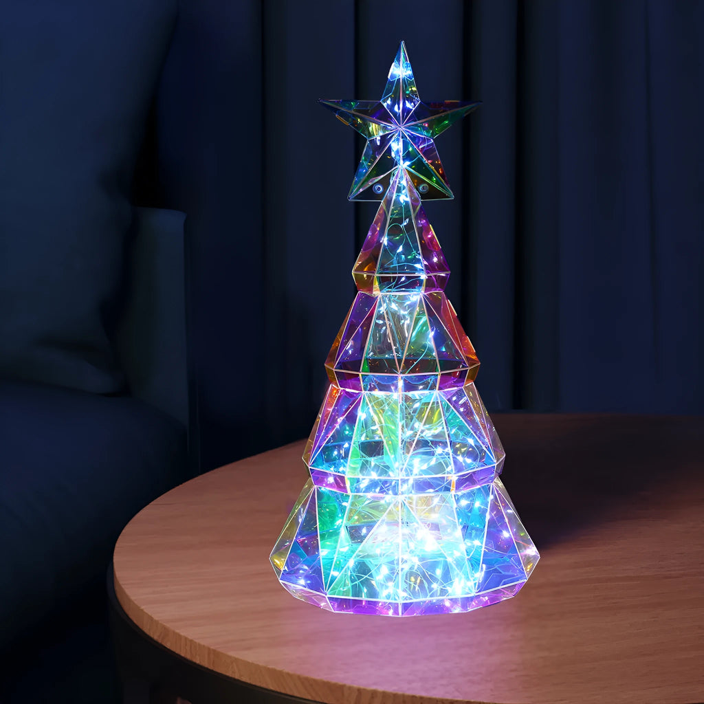 Colourful cartoon Christmas tree luminous decoration measuring 14.5 by 4.8 by 20 centimetres